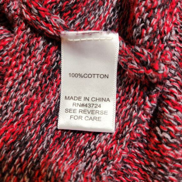 Linda Anderson XL $64 Red Black‎ Pink Heather Waterfall Open Front Knit Cardigan - Picture 6 of 8